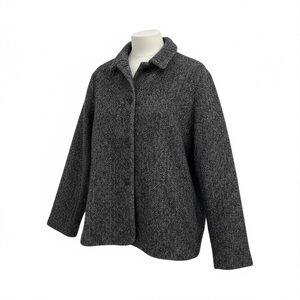 Jil Sander Cashmere Wool Blend Herringbone Tweed Pea Coat Blazer Jacket Size 6‎